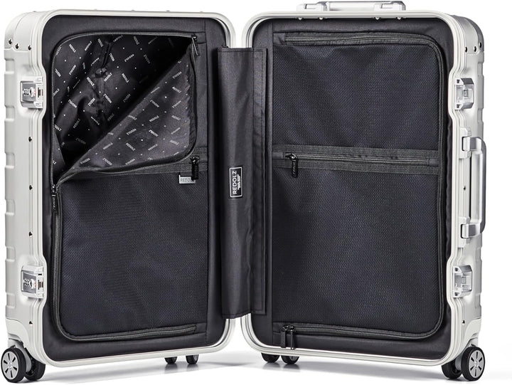 REDOLZ Pro Aluminium Handgepäck Koffer 55x37x23 cm Kabinenkoffer Hartschale 4 Rollen Spinner Trolley