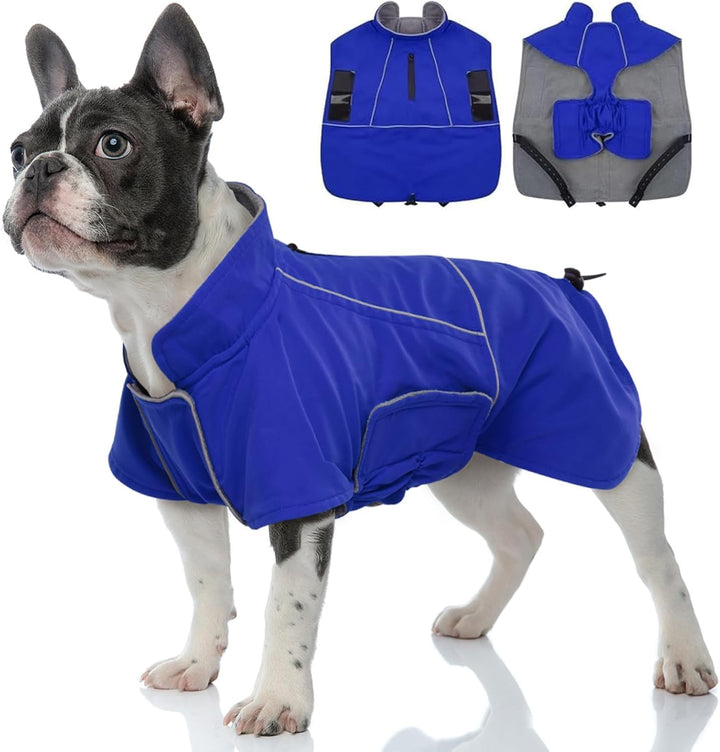 Hundemantel Wasserdicht, Hundejacke Winter, Fleece Hundemantel mit Leinenloch, Reflektierend Streife