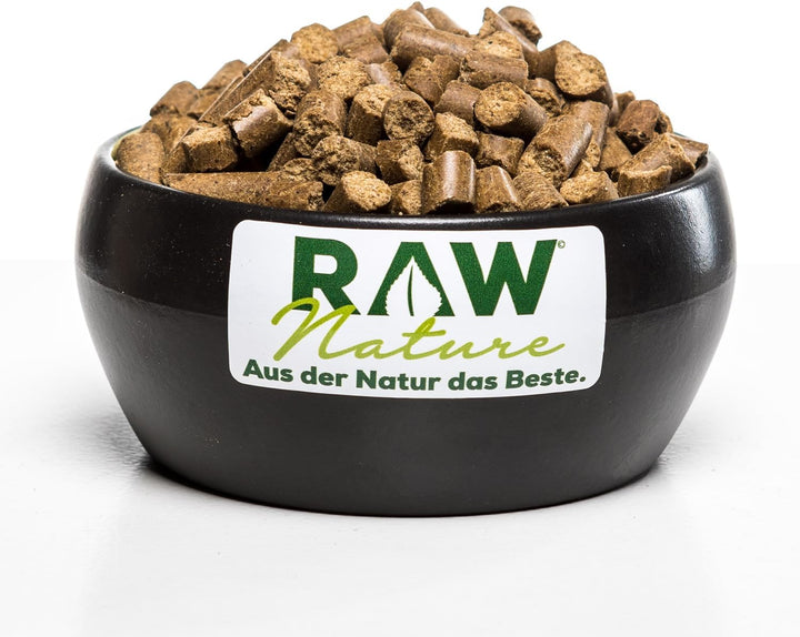RAW Nature Trockenfutter Adult mit Ente 1kg, kaltgepresstes Hundefutter, Getreidefrei, 100% Muskelfl