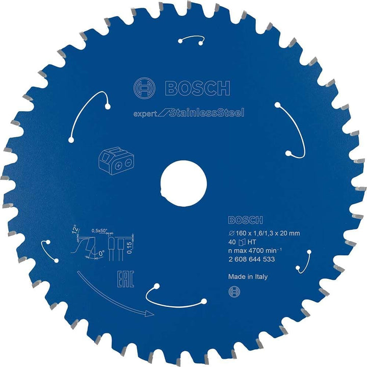 Bosch Accessories Kreissägeblatt Expert for Stainless Steel (Edelstahl, 160 x 20 x 1,6 mm, 40 Zähne,