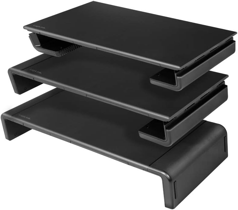 LogiLink Ergonomische TV- Monitorerhöhung, max. Belastung 25kg, Länge = 42–52cm variabel (42-52cm),