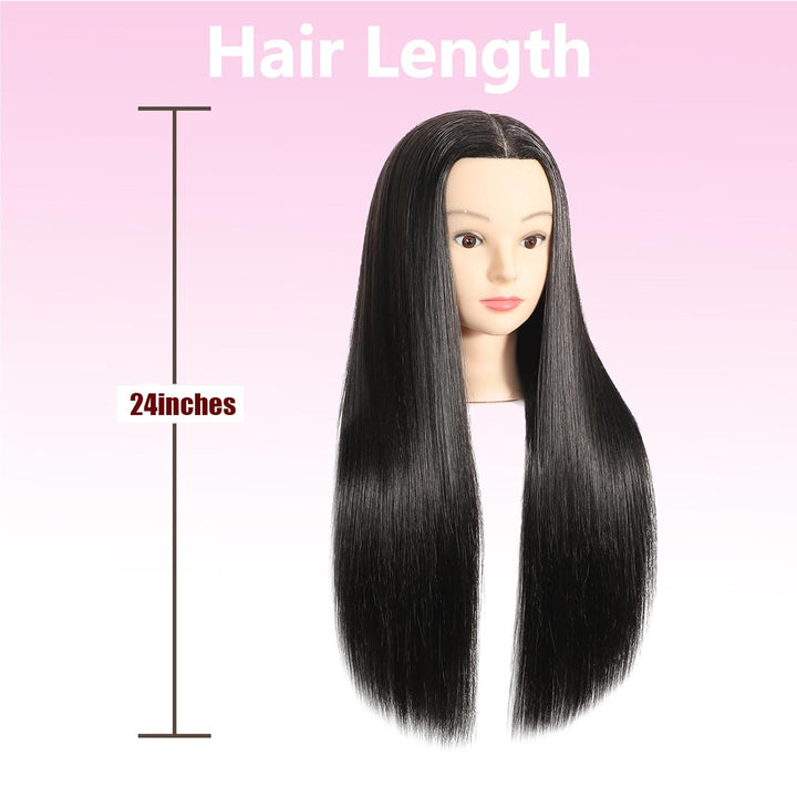 Mannequin Head with hair 30% Real Hair 24"-26" Training Head Cosmetology Manikin Doll Head Practice