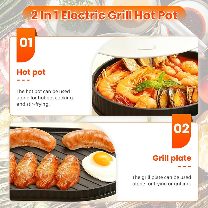 Elektrischer Hot Pot Mit Grill, 2 In 1-Elektrogrill-Hot Pot, Chinesischer Topfkocher, 220 V, 1700 W,