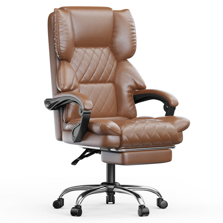 naspaluro Chefsessel Bürostuhl mit Fussstütze, Schreibtischstuhl Ergonomisch, PU Leder Computerstuhl