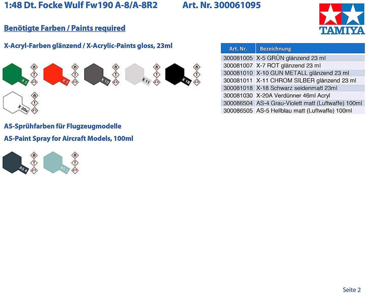 Tamiya 300061095 - 1:48 WWII Deutsche Focke Wulf Fw190 A-8/A-8R2