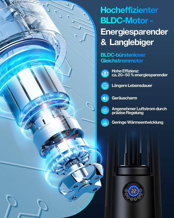 4-in-1 Leiser Turmventilator mit Wasserkühlung, Luftreiniger & Beduften, Standventilator mit Befeuch