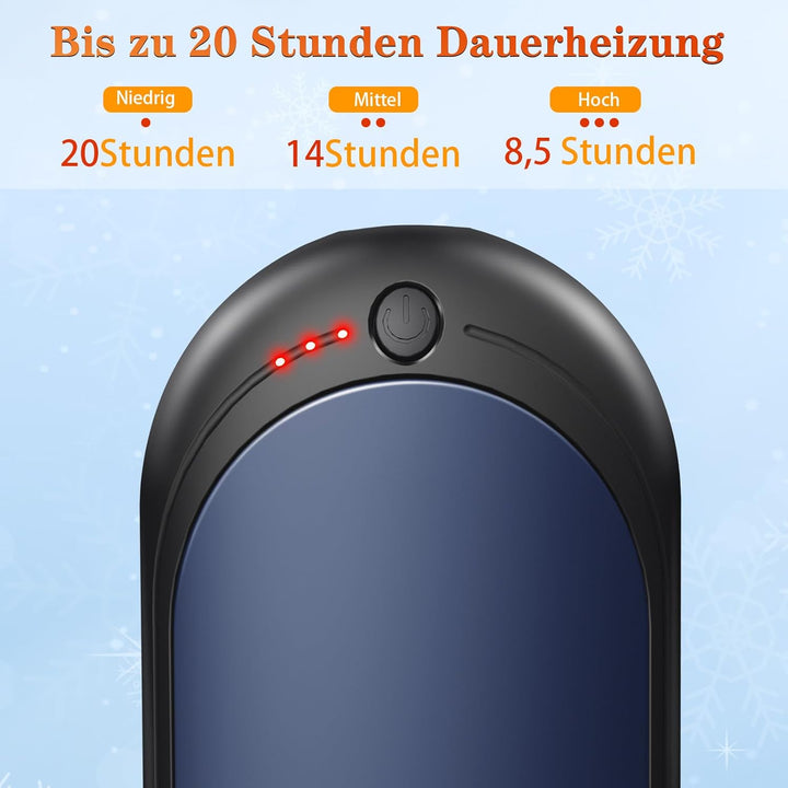 Elektrischer Handwärmer,Handwärmer Wiederaufladbar 2er Set mit 6000mAh,Taschenwärmer USB-Kabeln,3 He