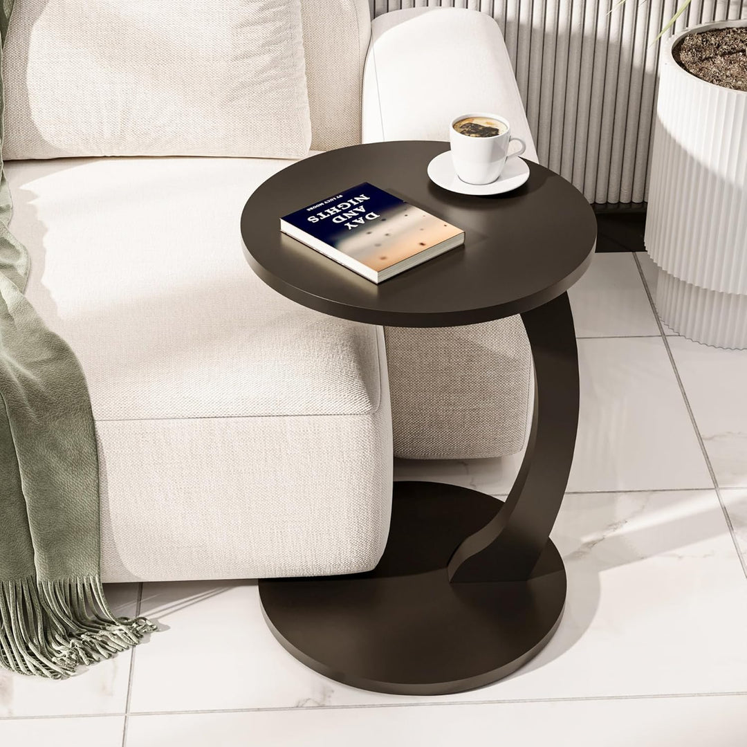 Tubibu C Form Kleiner Beistelltisch, Runder Tisch als Ablagefläche für Couch und Sofa mit Rollen, Ro