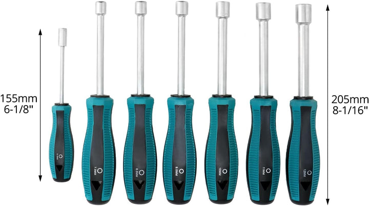 QWORK® 7 Stück Steckschlüssel Schraubendreher, 6-12mm Innensechskantschlüssel, für Aussensechskantsc