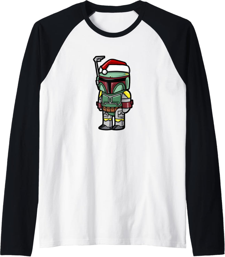 Star Wars Boba Fett Santa Hat Cartoon Style Christmas Raglan