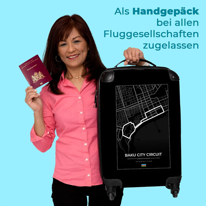 NoBoringSuitcases.com® Koffer Handgepäck Trolley Rollkoffer Kleine Reisekoffer mit 4 Rollen - Motors