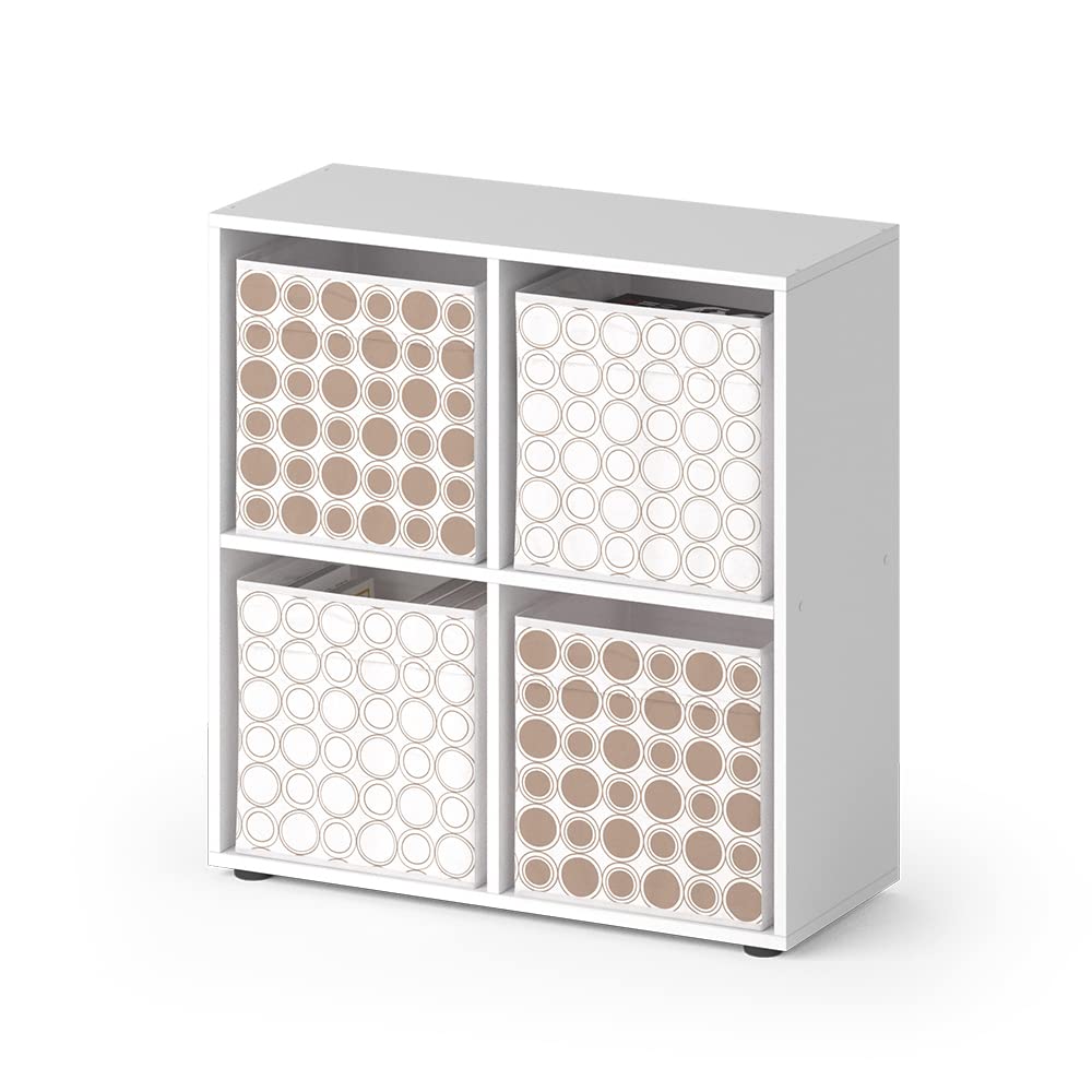 Vicco Raumteiler Tetra, Weiss, 72 x 72.6 cm mit 4 Faltboxen Opt.2 Raumteiler 73x72 cm mit Faltbox Re