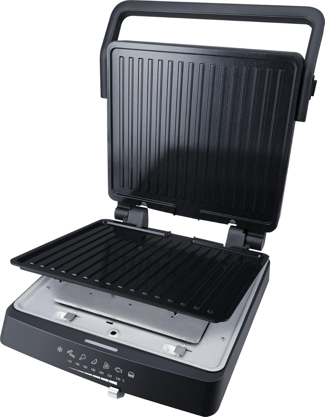 Steba FG 75 Panini-, Kontakt- und Tischgrill | PFAS-freie Grillplatten 27 x 24 cm, Betriebs- & Tempe