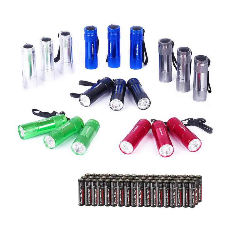 EverBrite 18tlg. LED Taschenlampen Set, mini kleine Kinder Taschenlampe mit Lanyard und 54 AAA Batte