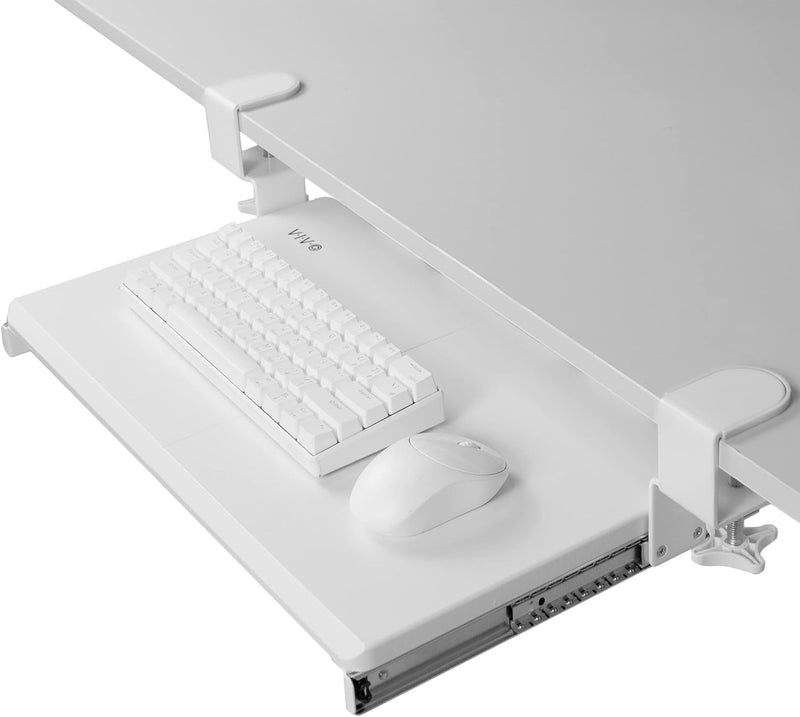 VIVO MOUNT-KB05ES-W Kleine Tastaturablage, ausziehbar unter dem Schreibtisch, mit extra stabilem C-K