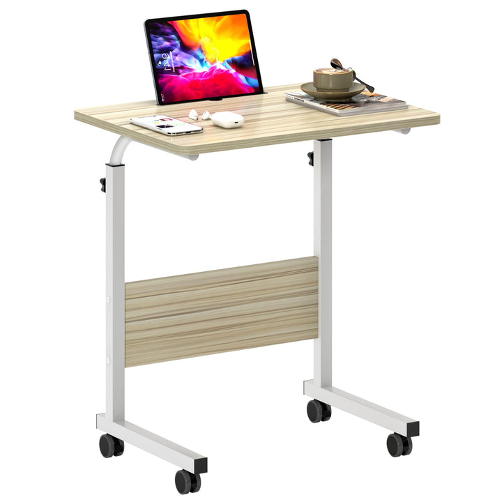SogesHome Laptoptisch 60 * 40cm höhenverstellbar PC-Tisch mit Rollen, Betttisch, Beistelltisch ,Klei