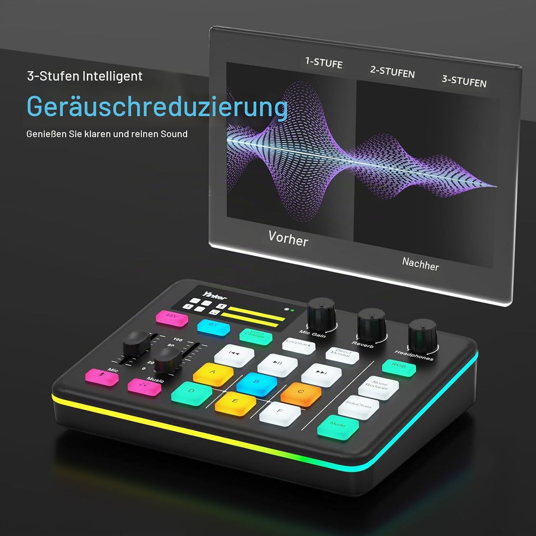 Gaming Audio Mixer Professioneller RGB Audio Soundmixer für Streamer und Content Creator 6 Benutzerd