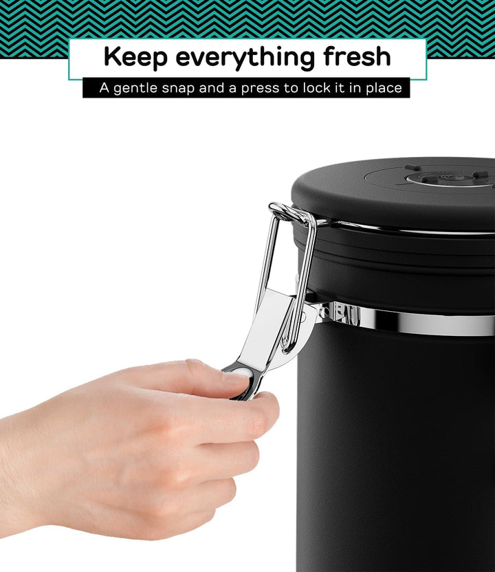 Coffee Gator Kaffeedose Edelstahl, Luftdicht Vorratsdose mit Deckel, Datum Tracker, CO2-Freigabevent