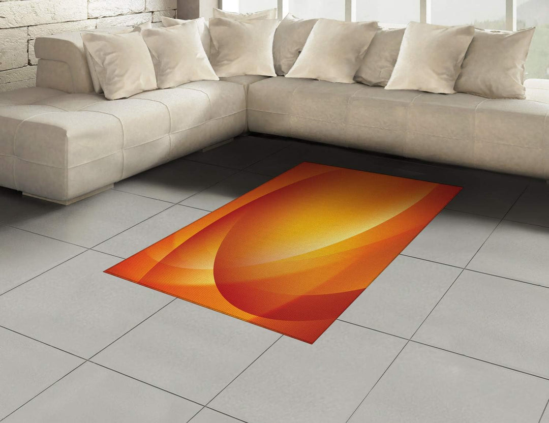 ABAKUHAUS Orange Teppich, Bunte Twist-Linien, Deko-Teppich Digitaldruck, Färben mit langfristigen Ha