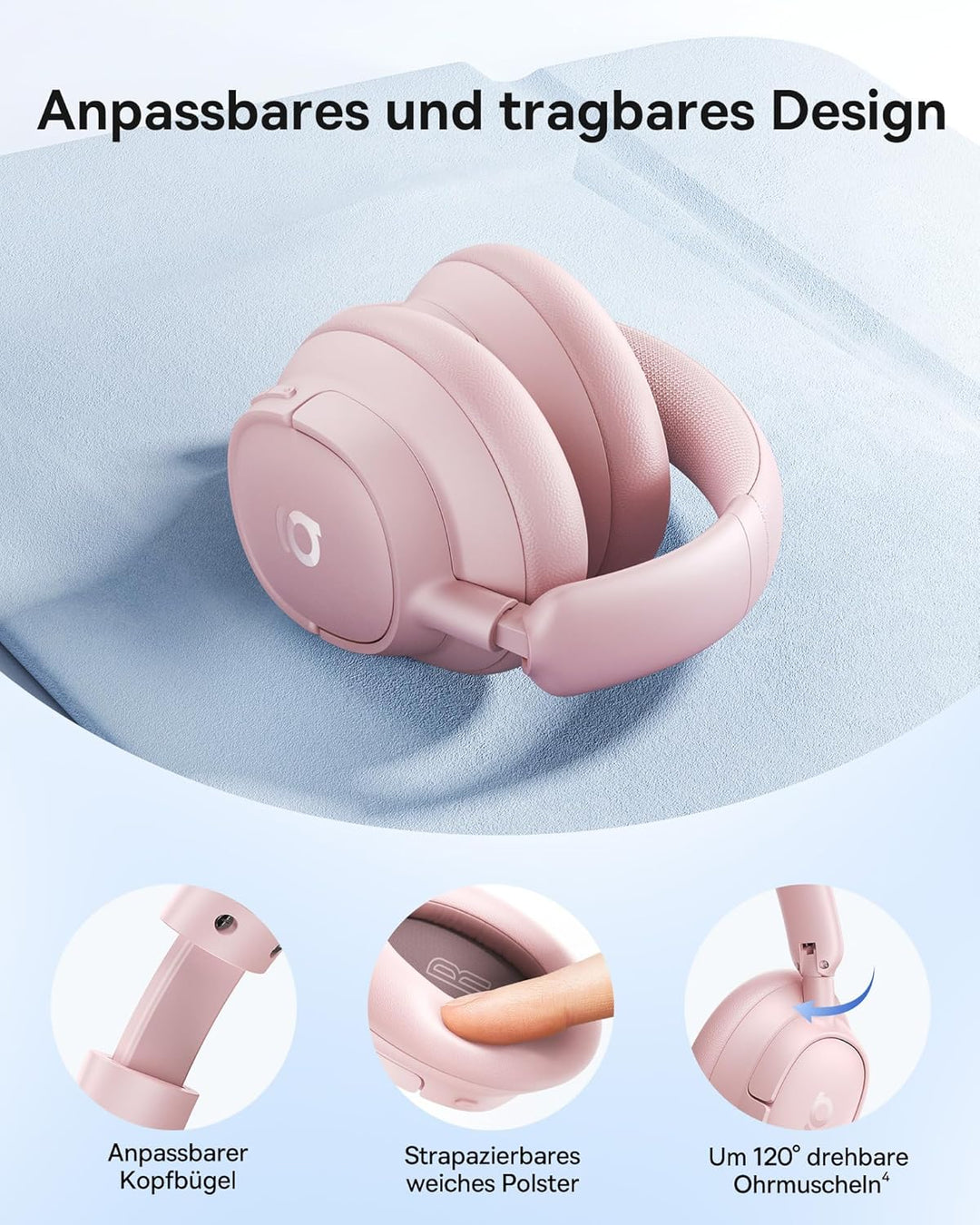 Baseus EH10 NC Bluetooth Kopfhörer mit -45dB Hybrid Active Geräuschisolierung, Over-Ear Kopfhörer mi