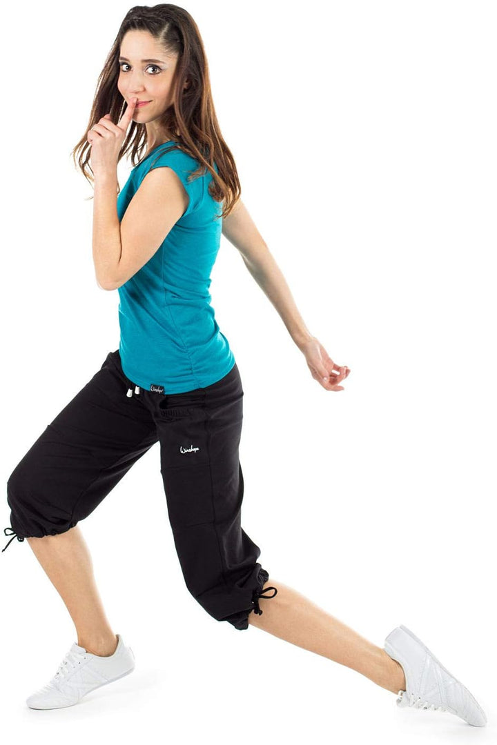 Winshape Damen “Feel good” ¾ Trainingshose WBE6 Dance Fitness Freizeit Sport L Schwarz, L Schwarz