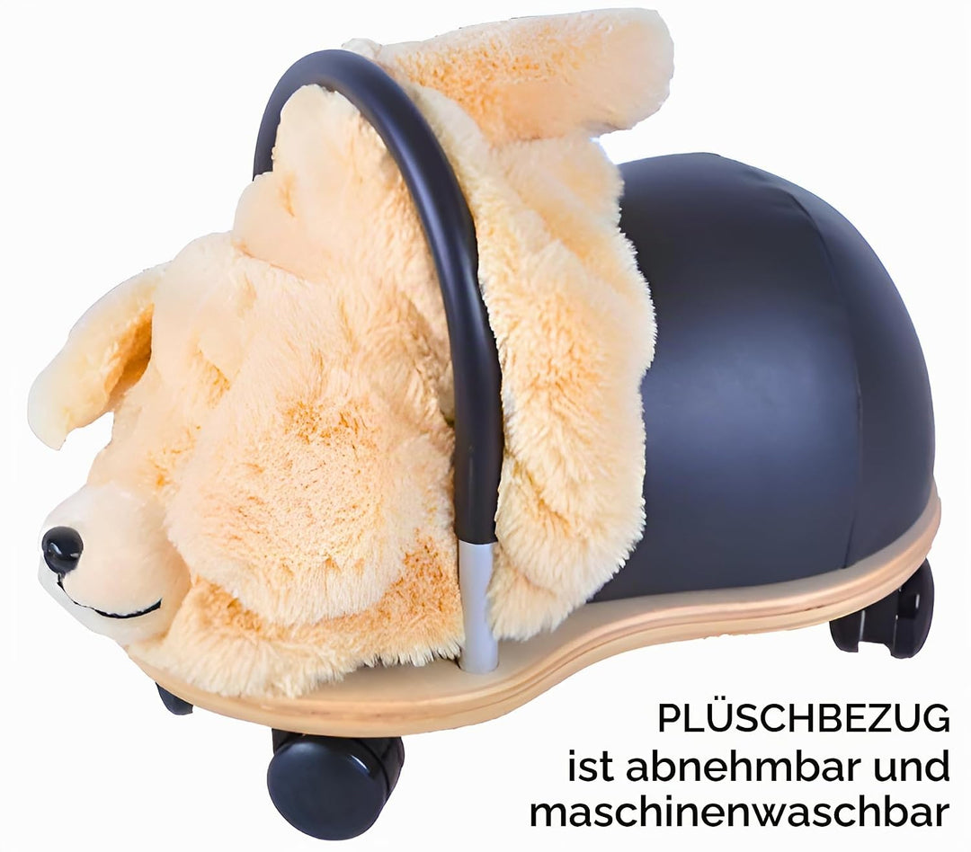 Wheelybug Kleinkind Holz Rutschtier mit austauschbarem Plüschbezug Sicherheit Zertifiziertes Entwick