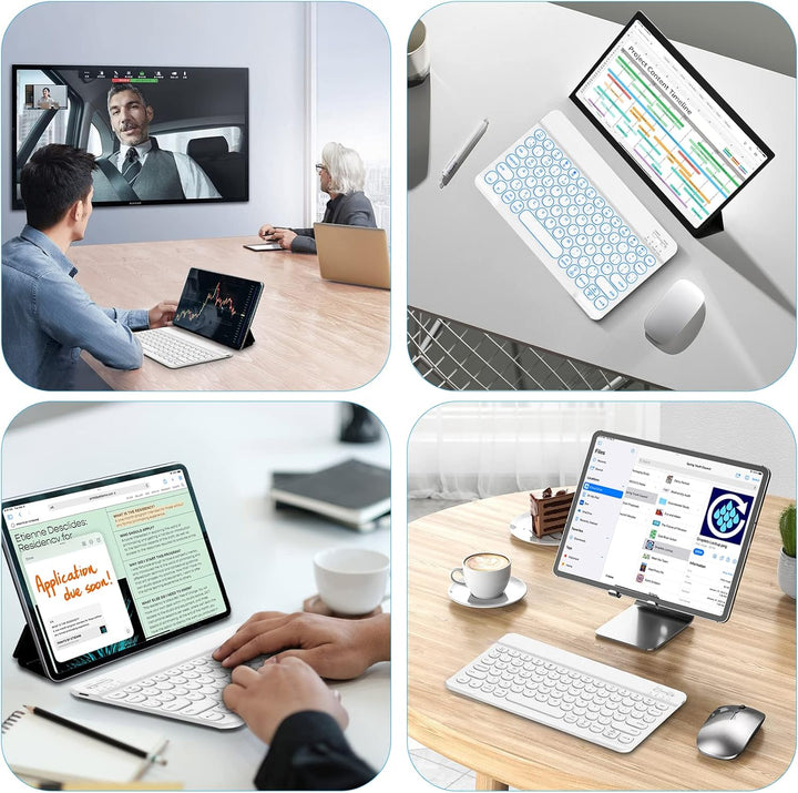 HUOBAO Kabellose Bluetooth-Tastatur, Multi-Geräte-Tastatur mit Hintergrundbeleuchtung für iPad, iPho
