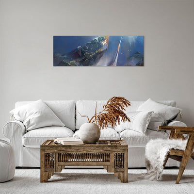 Panorama Bilder auf Leinwand Meer Segelboot Leinwandbild mit Rahmen 90x30cm Wandbilder Dekoration Wo