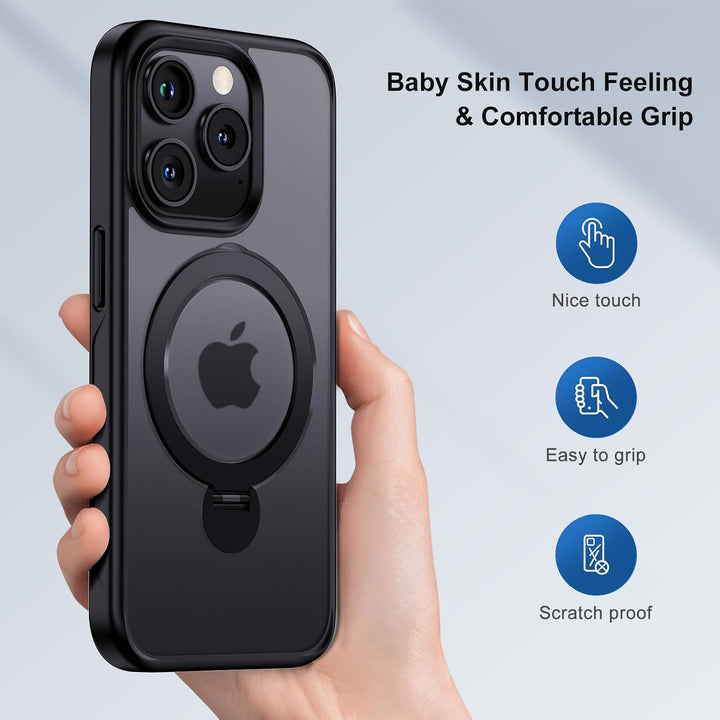 XINKAE Hülle iPhone 15 Pro Handyhülle mit Magsafe Dreh Ständer Halter Schutzhülle iPhone 15 Pro mit