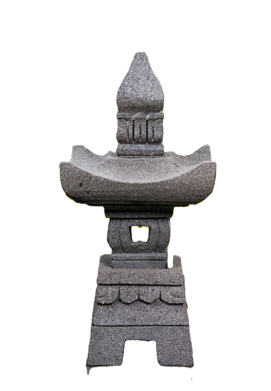 IDYL Lavastein-Skulptur Laterne Pagoda | Höhe 55 cm | Lava-Stein Laterne handgefertigt | Stilvolle G