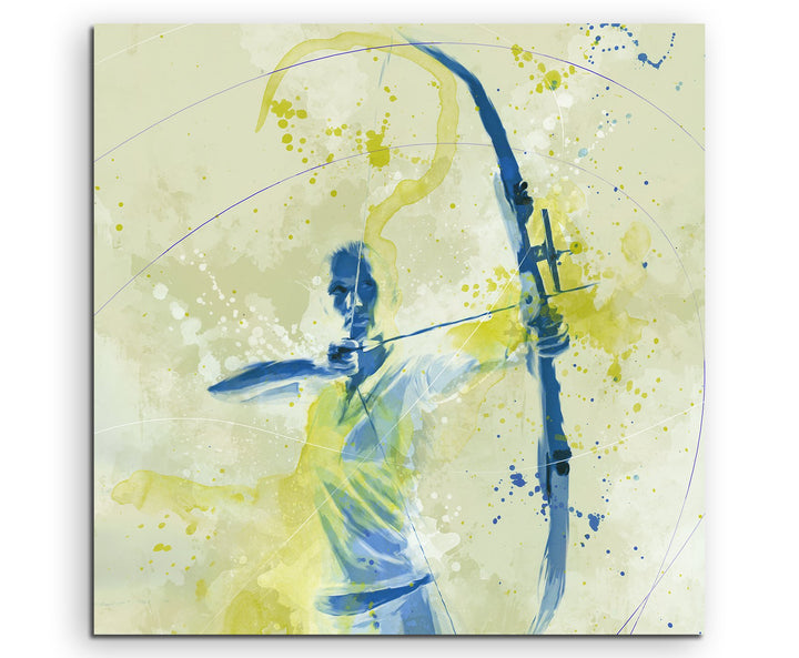Paul Sinus Art Bogenschiessen I 60x60cm SPORTBILDER Splash Art Wandbild Aquarell Art