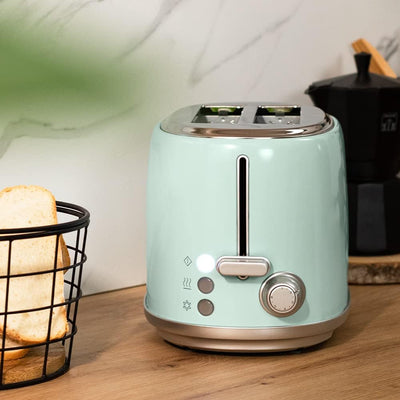 Cecotec Toast&Taste 1000 Retro Double Blue Toaster 2 Scheiben, 980 W, 2 breite Schlitze 3,8 cm und k