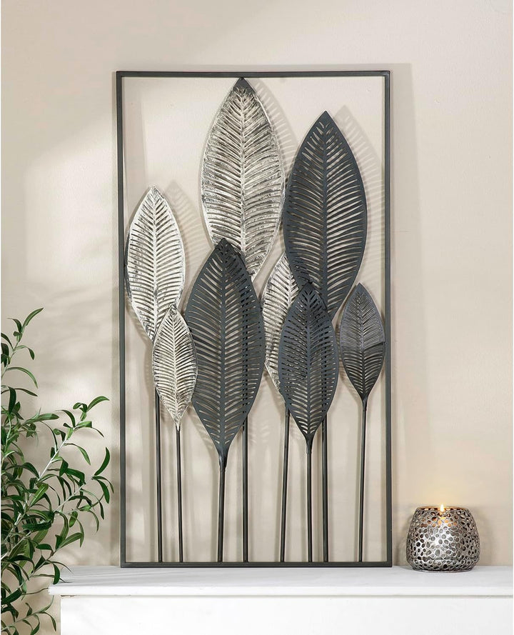 Casablanca - Wand-Deko - Bild xl - aus Metall mit Champagner-braunen Blättern - 95 x 53 cm