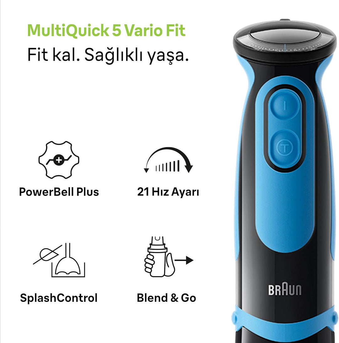 Braun Stabmixer MultiQuick 5 Vario Fit MQ 5252 BKBL - Pürierstab mit Edelstahl Mixfuss und Blend & G