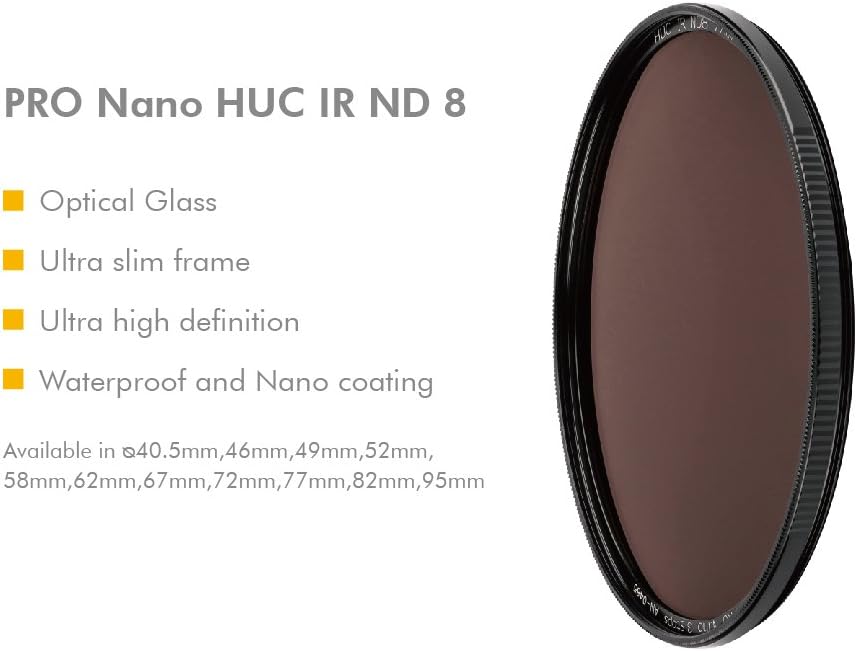 NiSi HUC IR ND8 ND0,9 (3 Blenden) ND Filter 95mm - Neutral Graufilter aus Optisches Glas mit Pro Nan