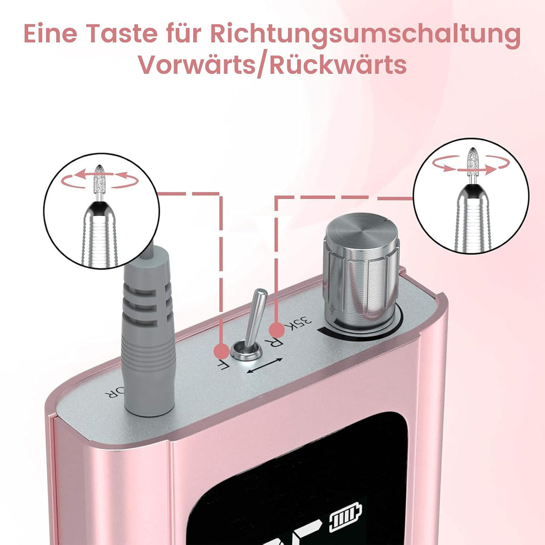 Elektrische Nagelfräser 35000 U/min, Delanie Wiederaufladbare Fräser für gelnägel Nagellack, Manikür