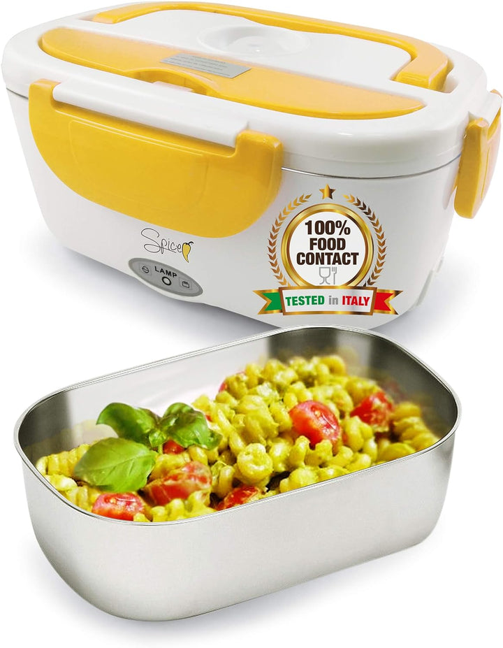 SPICE Amarillo Elektrischer Speisewärmer aus Edelstahl, Metall, gelb, 1,5 L +Set posate, 1,5 L +set