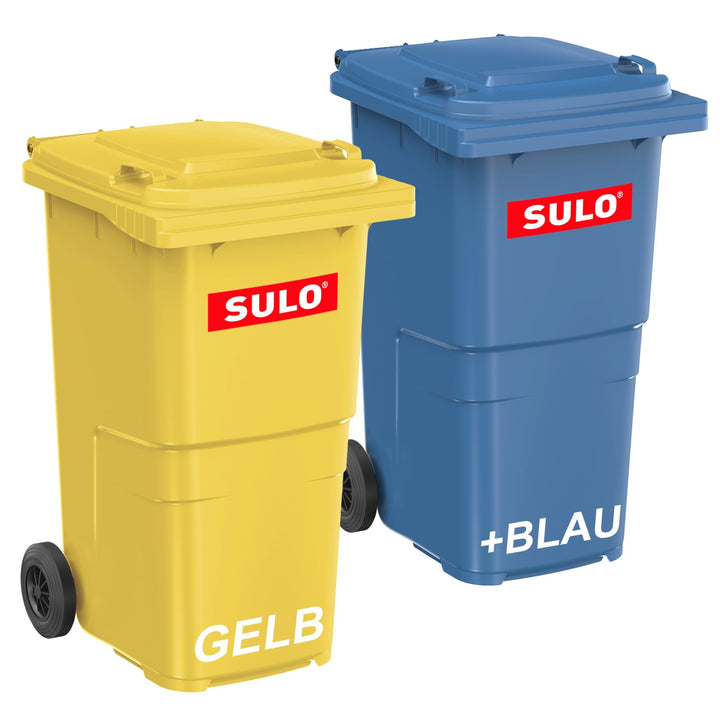 plasteo/SULO CITYBAC 2X 240 Liter Mülltonnen | Blau+Gelb | MGB240 Müllbehälter Abfalltonne Made in G
