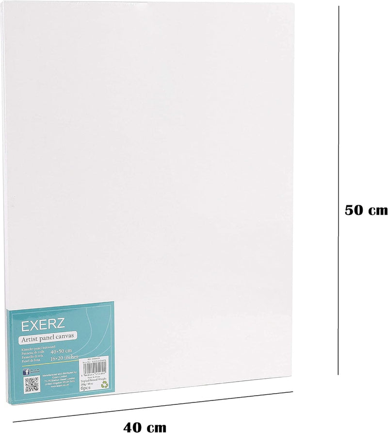 EXERZ 40x50cm Malkarton/Leinwand-Panele 6 Stück 0.3cm dick/Kunstleinwandtafel / 280GSM/ Vorgespannt