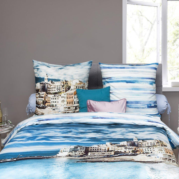 Heckett Lane Wendebettwäsche 100% Baumwolle Mako-Satin Rijn 135x200 (80x80) Blau 135x200 + 1x 80x80