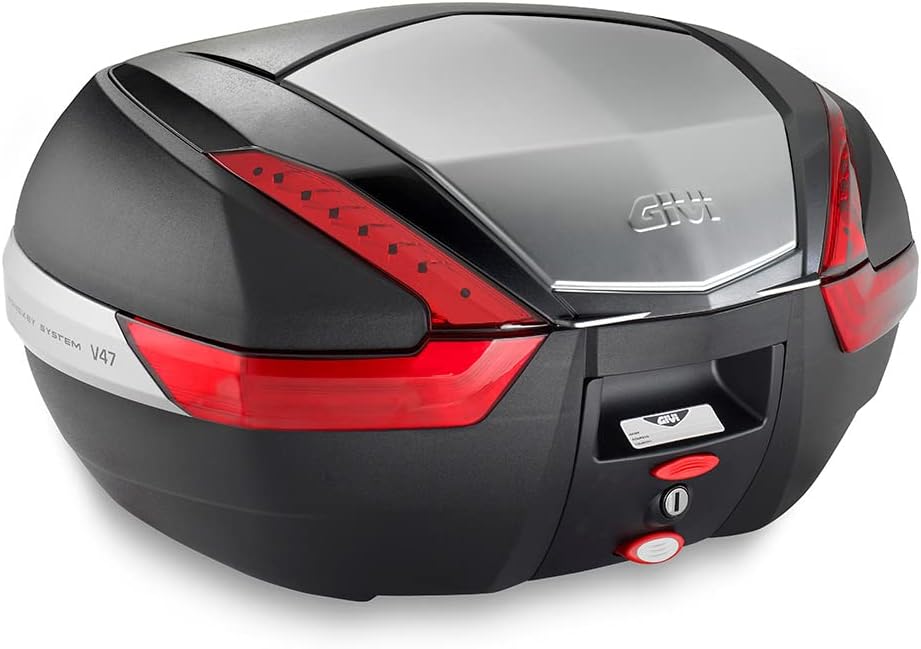 Givi V47 Monokey Topcase mit Alu Blende und roten Reflektoren TU EU Schwarz, TU EU Schwarz
