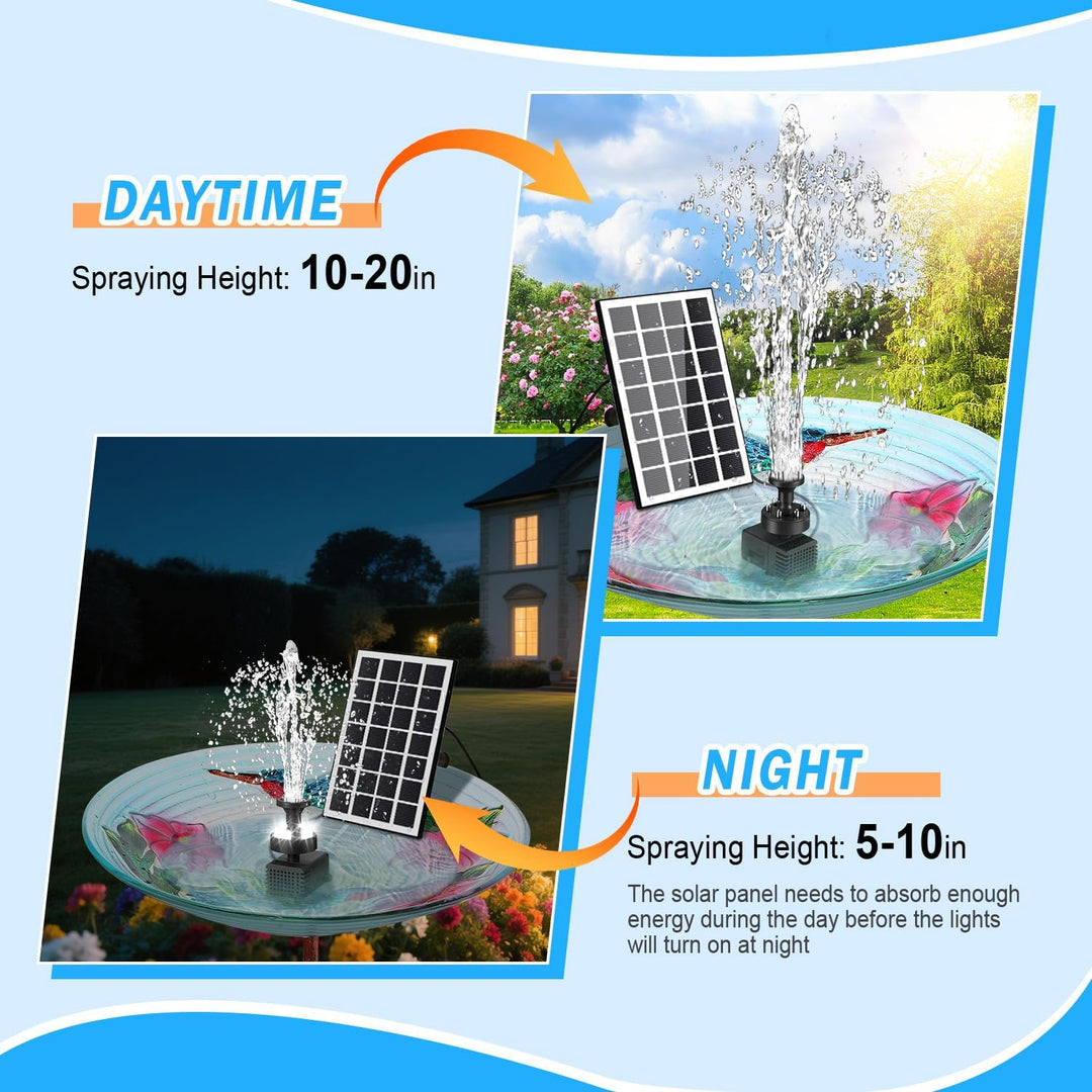 SZMP Solar Springbrunnen für aussen 2023 Upgraded,3.5W Solar Teichpumpe mit 8 DIY Effekte,16.4ft Net
