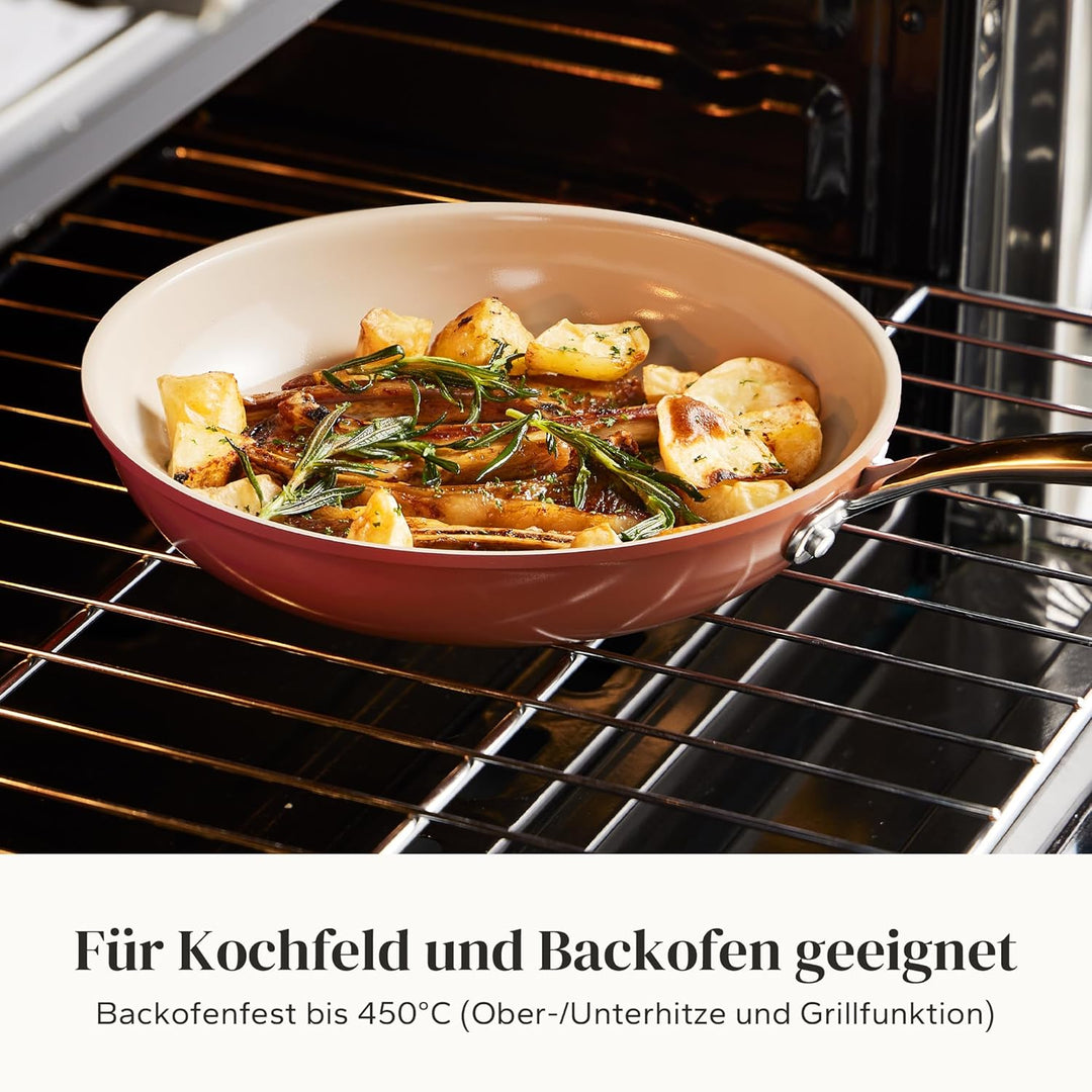 Redchef Antihaft Bratpfanne 20cm, Pfanne Keramikbeschichtung mit Edelstahlgriff, PTFE-frei PFOA-frei