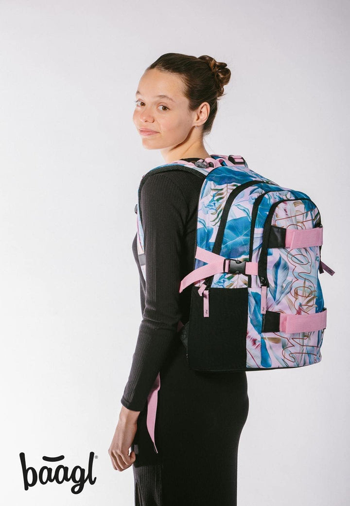 Baagl Schulrucksack Set Mädchen 3 Teilig, Schultasche ab 3. Klasse, Grundschule Ranzen mit Brustgurt