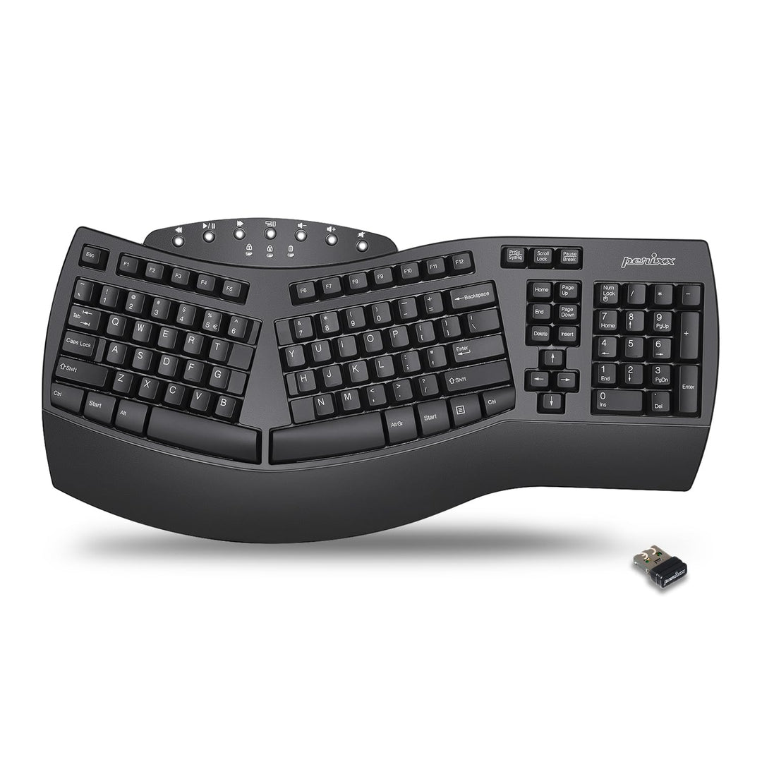 Perixx PERIBOARD-612 Wireless Ergonomic Split Keyboard with Dual Mode 2.4G and Bluetooth Feature, Co