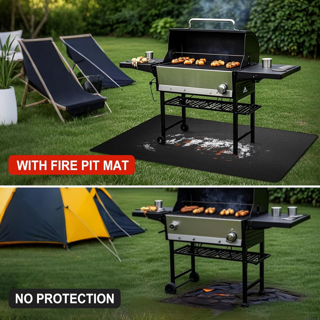 Grillunterlage 100x150 cm Schwarz – Feuerfeste Unterlage Grill aus Glasfaser & Silikon, Wasserdicht