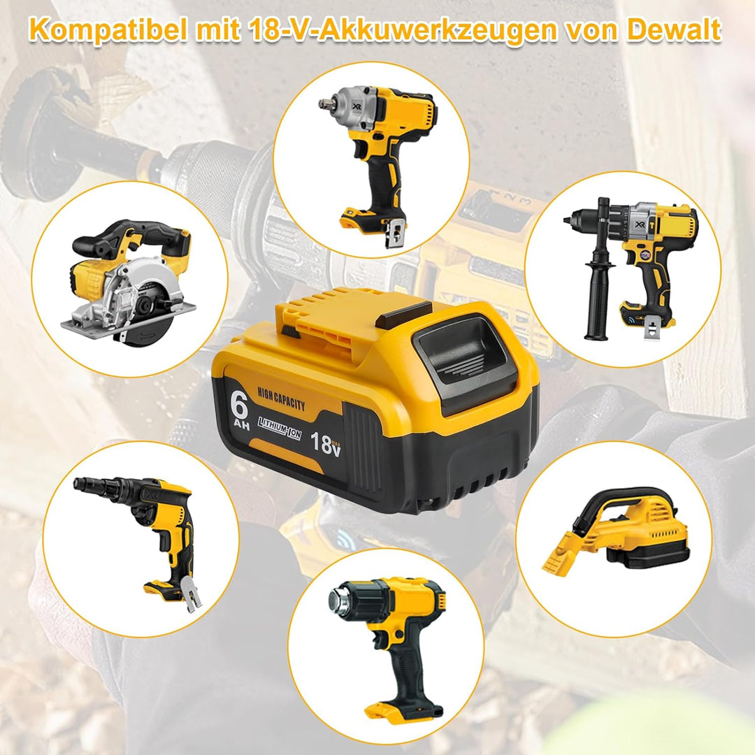 2PACK- QUPERR DCB200 5.0Ah 18V XR Li-ion Ersatzakku für DeWalt Akku 18V DCB180 DCB181 DCB182 DCB184