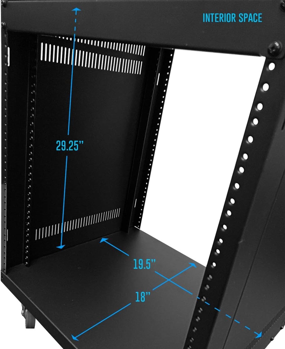 AxcessAbles 16U AV-Gehäuse mit Rädern, Metall-Studio-Schrank, 48,3 cm Universal-Ausrüstungsregal, Op