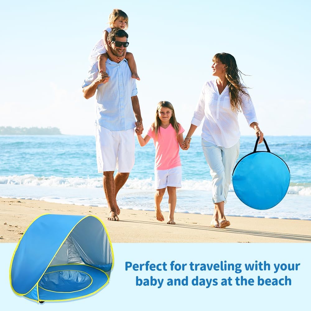 Strandmuschel Pop Up, Strandmuschel Baby UV Schutz 50, Sonnenschutz Strand mit Mini Pool, Baby Stran