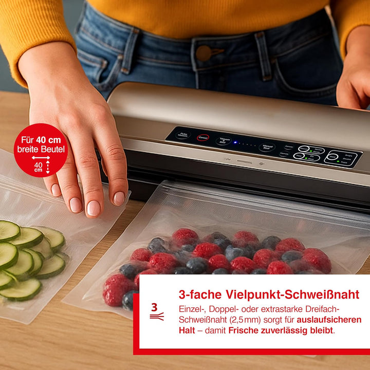 Solis Vac Prestige Maxi Vakuumierer mit wählbarer Schweissnaht und Puls-Funktion, 40 cm XXL-Vakuumie